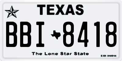 TX license plate BBI8418