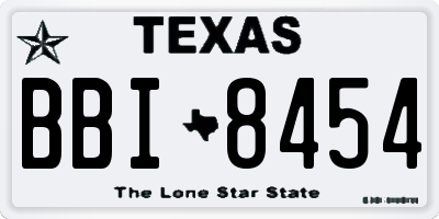 TX license plate BBI8454