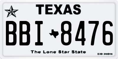 TX license plate BBI8476