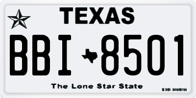TX license plate BBI8501
