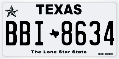 TX license plate BBI8634