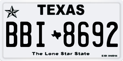 TX license plate BBI8692