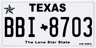 TX license plate BBI8703