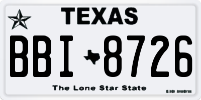 TX license plate BBI8726