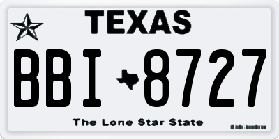 TX license plate BBI8727