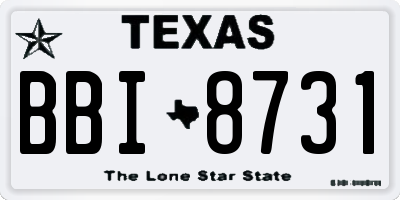 TX license plate BBI8731