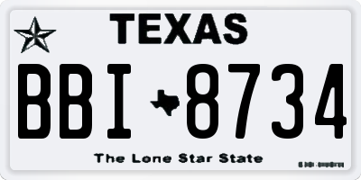 TX license plate BBI8734