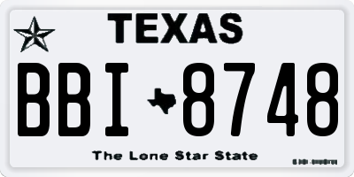 TX license plate BBI8748