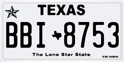 TX license plate BBI8753