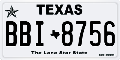 TX license plate BBI8756