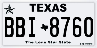 TX license plate BBI8760