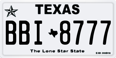 TX license plate BBI8777