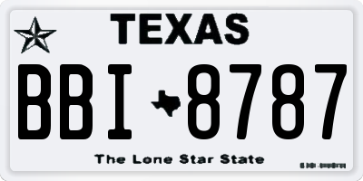 TX license plate BBI8787