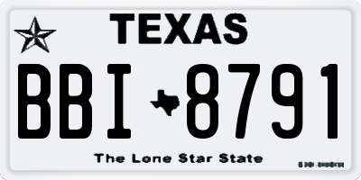 TX license plate BBI8791