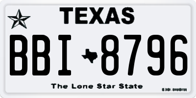 TX license plate BBI8796