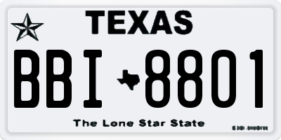TX license plate BBI8801