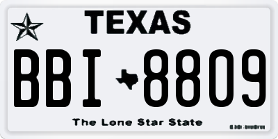 TX license plate BBI8809