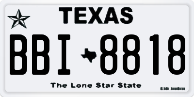 TX license plate BBI8818