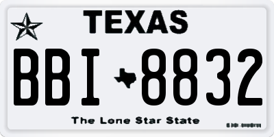 TX license plate BBI8832