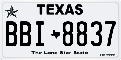 TX license plate BBI8837