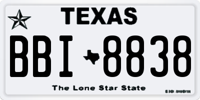 TX license plate BBI8838
