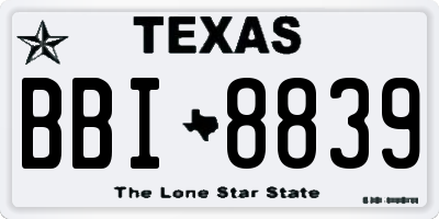 TX license plate BBI8839