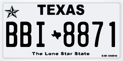 TX license plate BBI8871