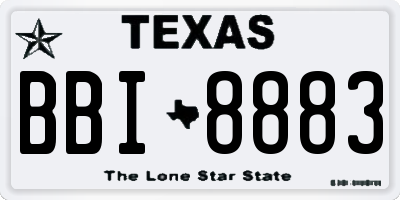 TX license plate BBI8883