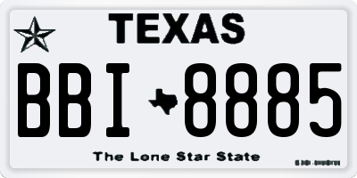 TX license plate BBI8885