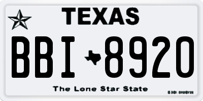 TX license plate BBI8920