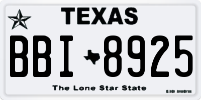 TX license plate BBI8925