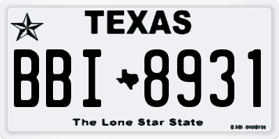 TX license plate BBI8931