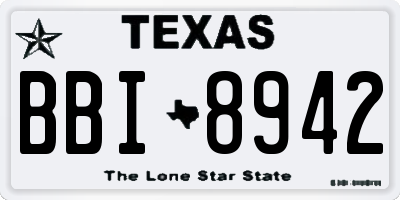 TX license plate BBI8942
