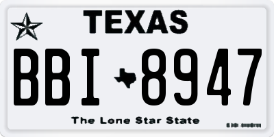 TX license plate BBI8947