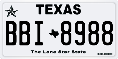 TX license plate BBI8988
