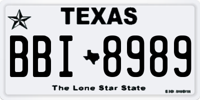 TX license plate BBI8989