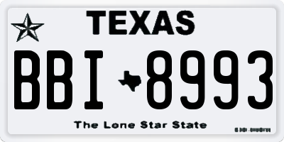 TX license plate BBI8993