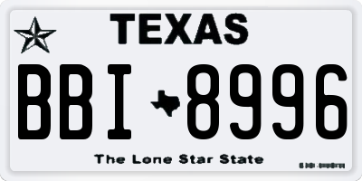 TX license plate BBI8996