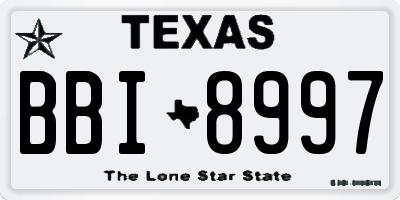 TX license plate BBI8997