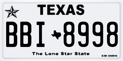TX license plate BBI8998