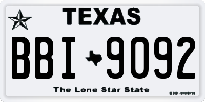 TX license plate BBI9092