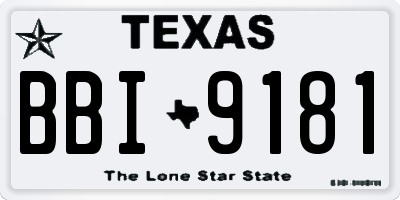 TX license plate BBI9181
