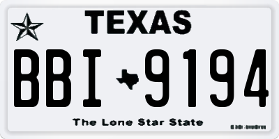 TX license plate BBI9194