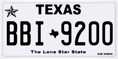 TX license plate BBI9200