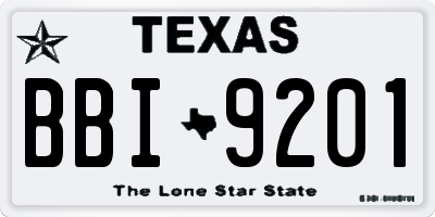 TX license plate BBI9201