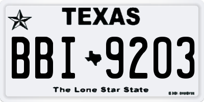 TX license plate BBI9203
