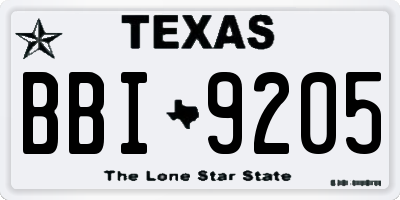 TX license plate BBI9205