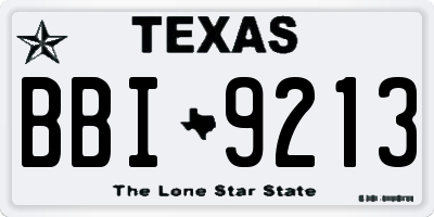 TX license plate BBI9213