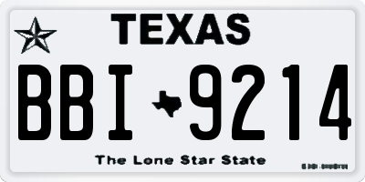 TX license plate BBI9214