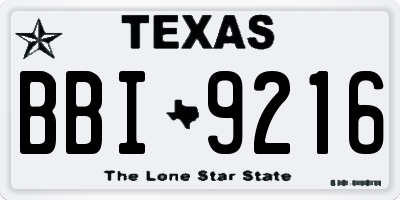 TX license plate BBI9216